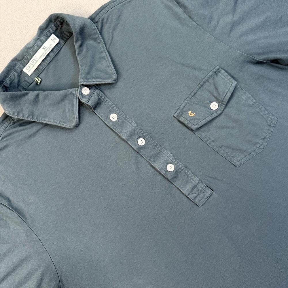 Criquet Polo Shirt Mens XL Blue Performance Pima Cotton Golf Pocket Top
